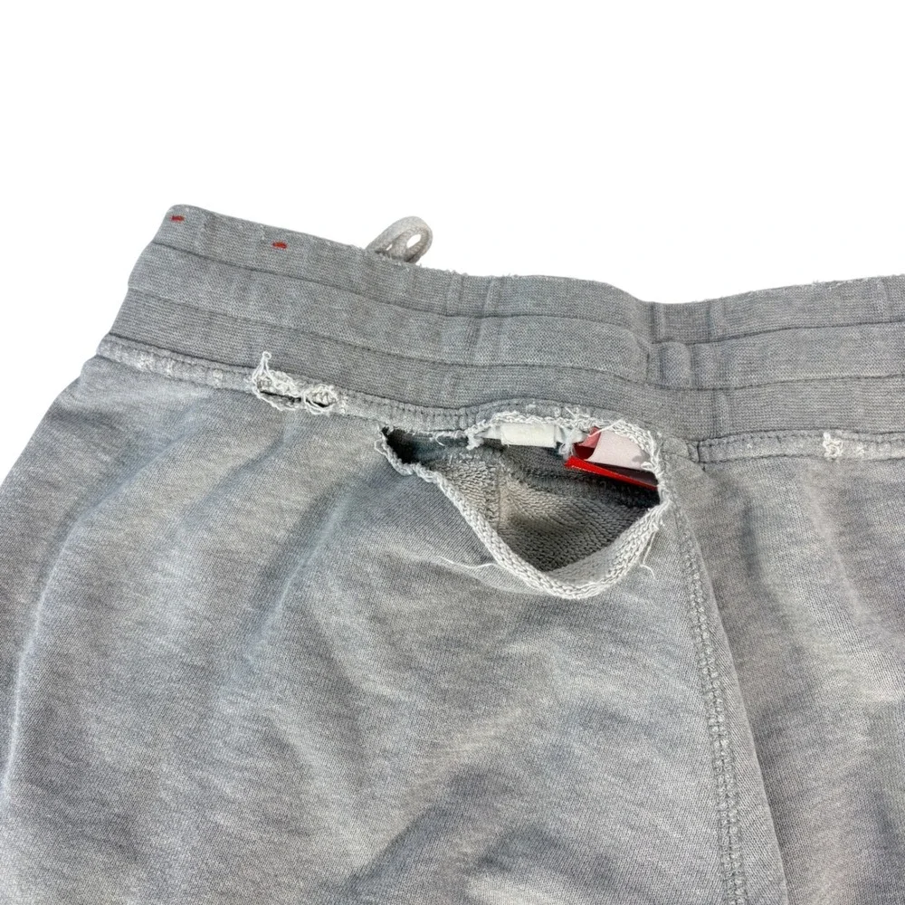 Nike Sweat Shorts Mens XL Gray Distressed Graphic Logo Raw Hem Athletic